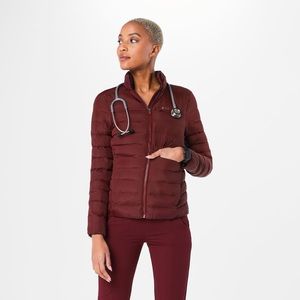 Figs Women's Puffer Jacket - Burgundy